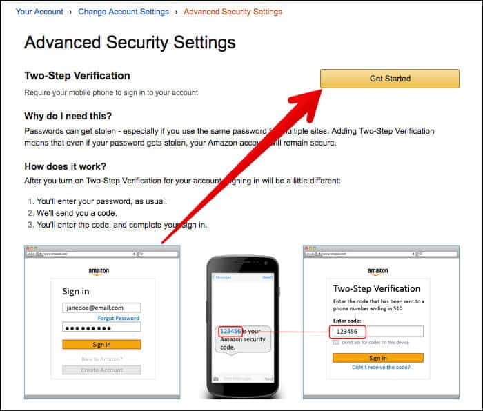 Click on Get Started in Amazon Security