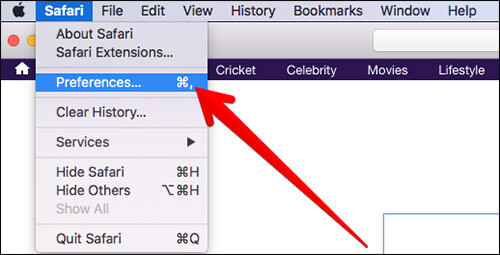 safari view source Click on Preferences in Safari on Mac