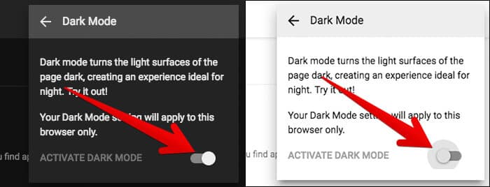 Disable Dark Mode in YouTube