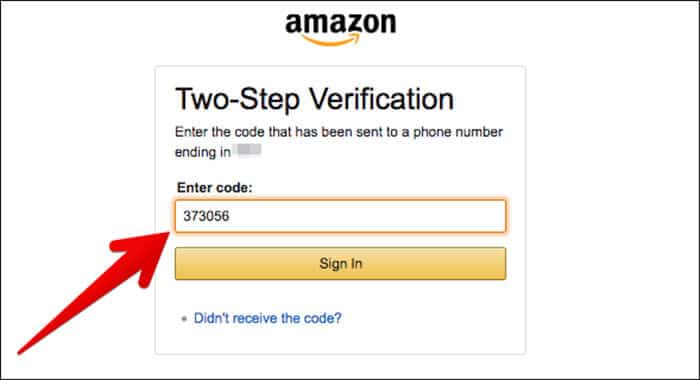 Enter Verification Code to Disable Two-Step Verification on Amazon