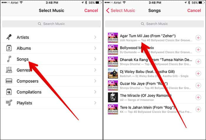 Select Music to Add in Clips App on iPhone