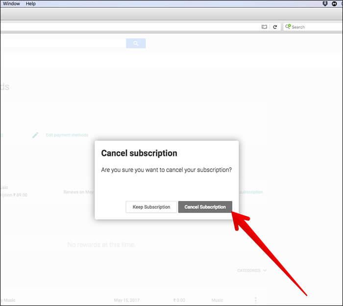 Click Cancel Subscription in Google Play on Web
