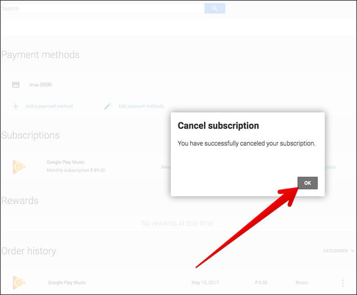 Click OK After Canceling Google Play Subscription
