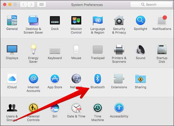 Click on Bluetooth in Mac System Preferences