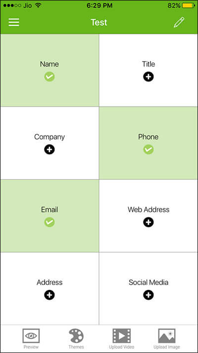 Fill Details for Business Card in Switchit iPhone App
