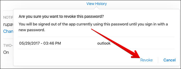 Select Revoke to confirm