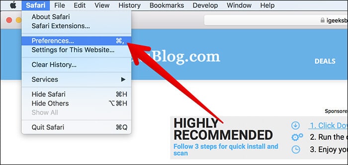 Click on preferences in safari on mac 3 Click on Preferences in Safari on Mac