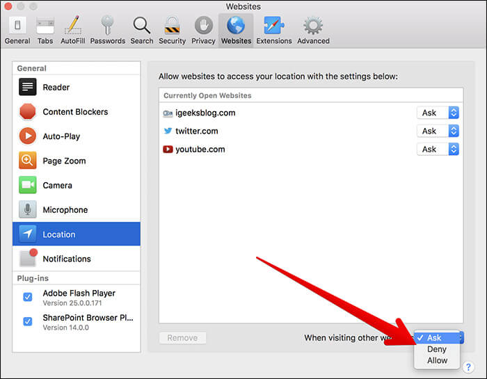 Set location service for website in safari Set Location Service for Website in Safari