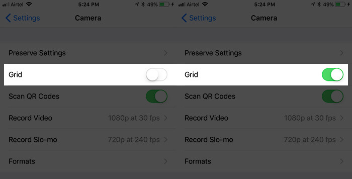 Enable Grid in iPhone Camera