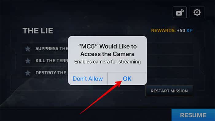 Allow Game to Access Your iPhone Camera