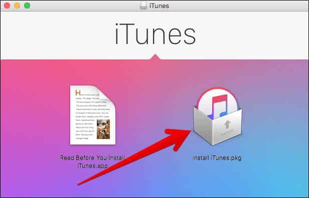 Click on Install iTunes.pkg on Mac