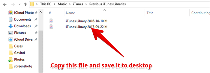 Copy iTunes Library File and Paste it to Desktop on Windows PC