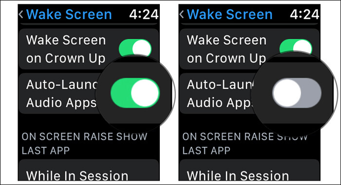 Disable auto playing audio apps in watchos 4 on apple watch