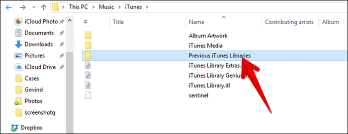 Open Previous iTunes Libraries Folder on Windows PC
