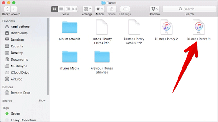 Rename iTunes Library.itl on Mac