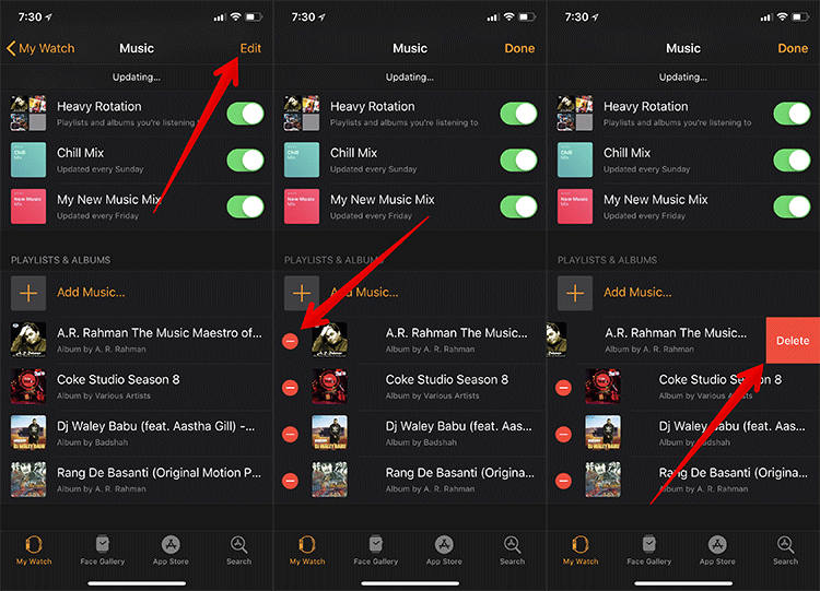 Delete iPhone Playlists from Apple Watch