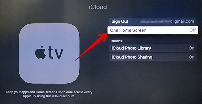 Disable One Home Screen on All Apple TV