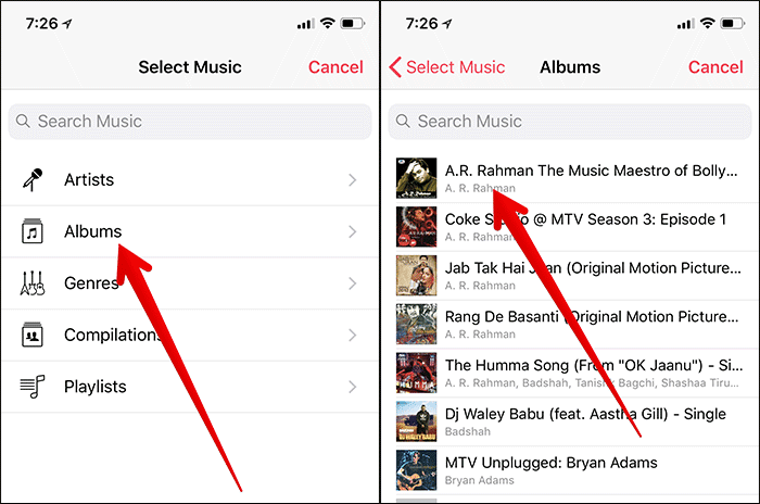 Select iPhone Music You Want to Add on Apple Watch