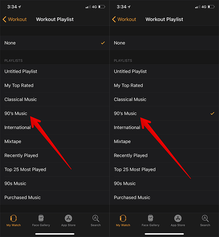 Setup Workout Playlist on Apple Watch