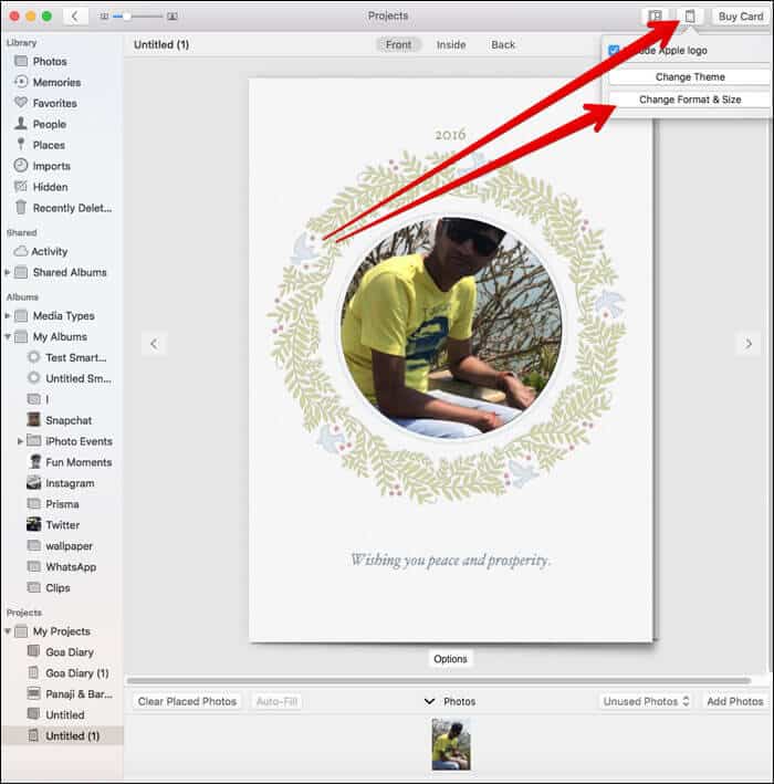 Change Card Format in Photos App on Mac