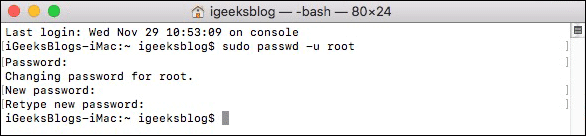 Change Root User Password on Mac Using Terminal