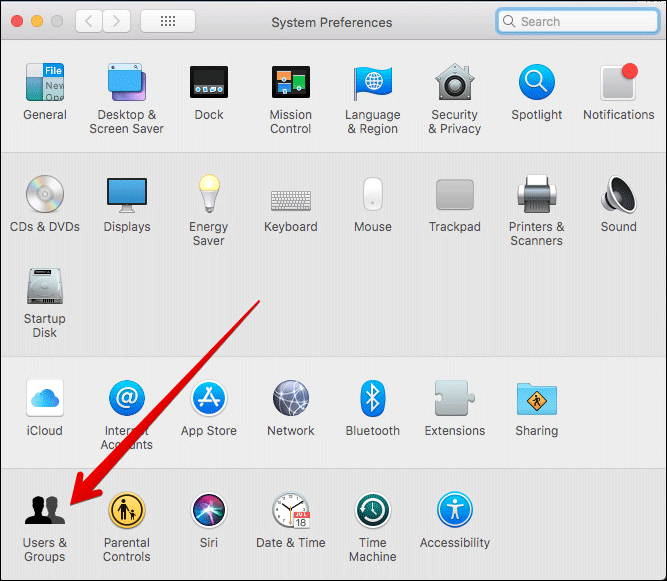 Click on Users & Groups in Mac Settings