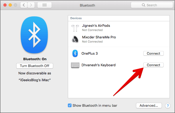 Connect Bluetooth Keyboard to Mac