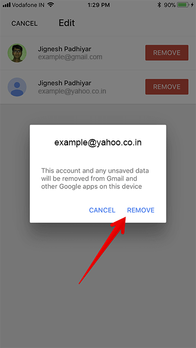 Delete Third-Party Account from Gmail on iPhone and iPad