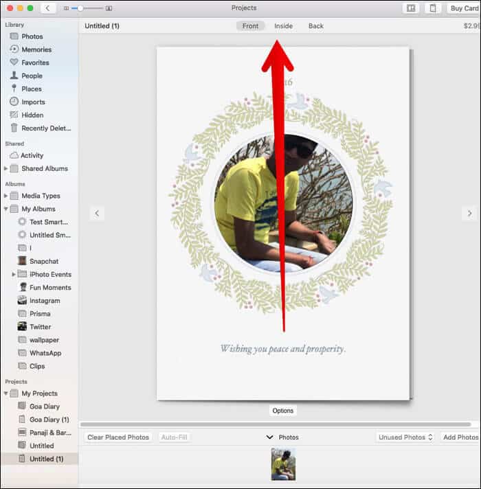Edit the Card in Photos App on Mac