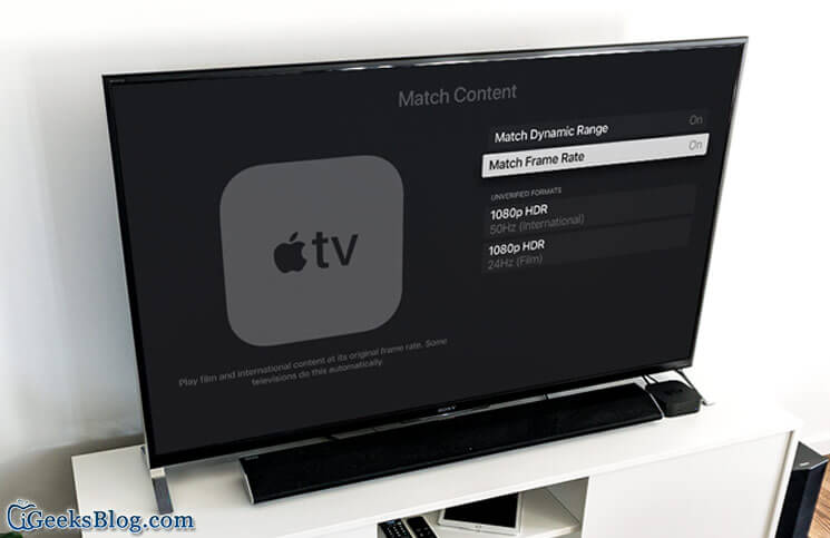 How to enable automatic frame rate and dynamic range switching on apple tv 4k