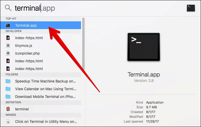 Launch Terminal Using Spotlight on Mac