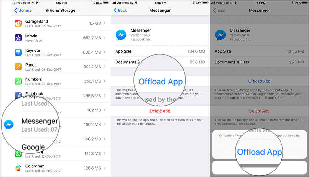 Offload App on iPhone or iPad