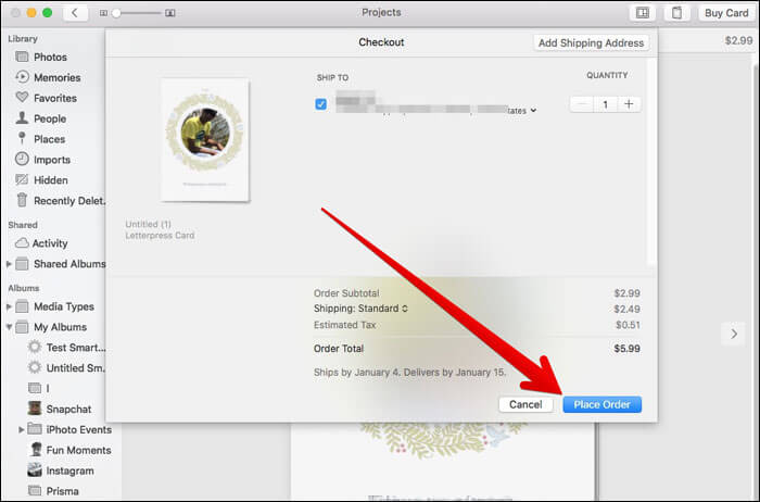 Order a Card in Photos App on Mac