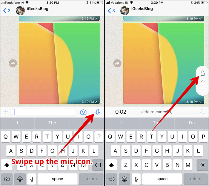 Record Long Voice Message in WhatsApp on iPhone