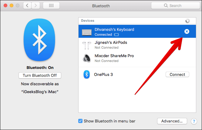 Remove Bluetooth Keyboard from Mac
