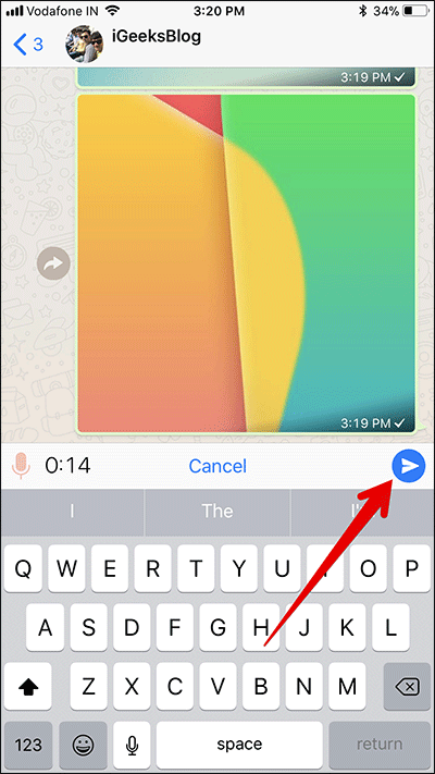 Send Long Voice Message in WhatsApp on iPhone