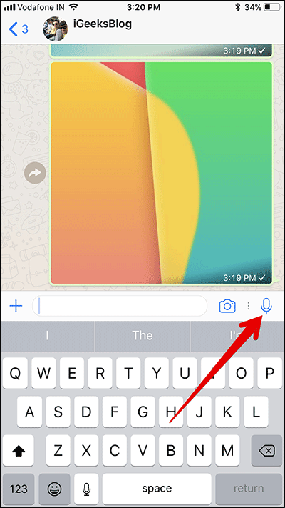Tap and Hold the Mic in WhatsApp on iPhone