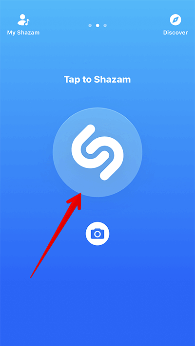 Tap on Shazam Button in Shazam iPhone App