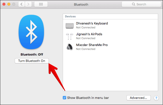 Turn On Bluetooth on Mac
