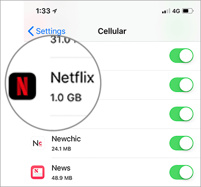 Check Mobile Data Usage for Netflix on iPhone