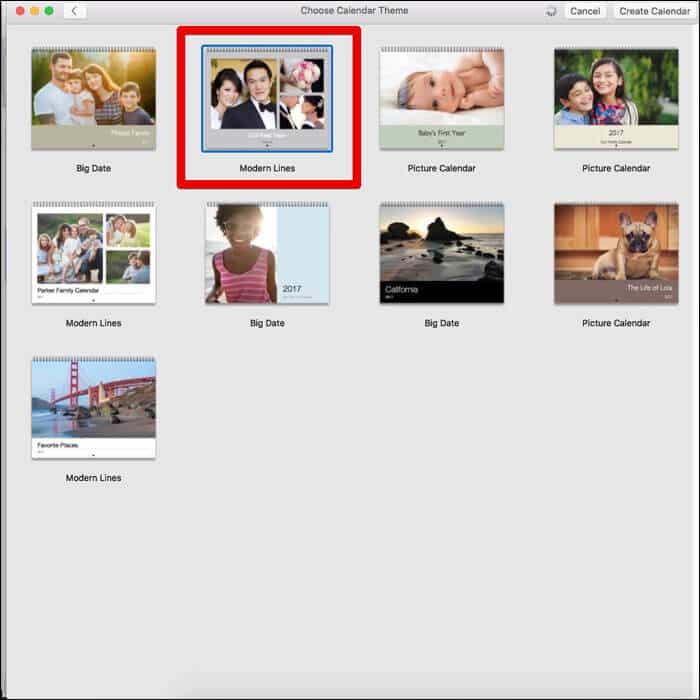 Choose a Calendar theme on Mac Photos App