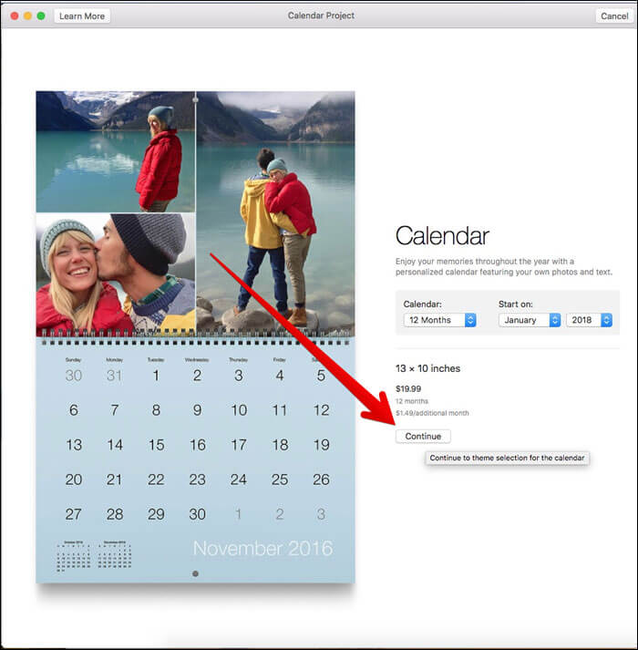 Click on Continue on Mac Photos App