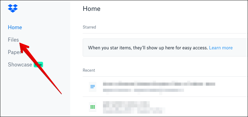 Click on Files in DropBox