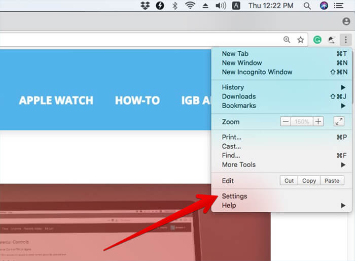 Click on Settings in Chrome on Mac or Windows PC