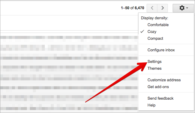 Click on Settings in Gmail on Mac or Windows PC