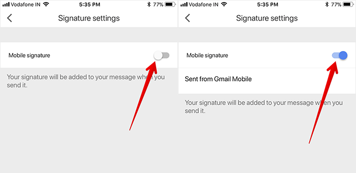Enable Mobile Signature in Gmail App on iPhone