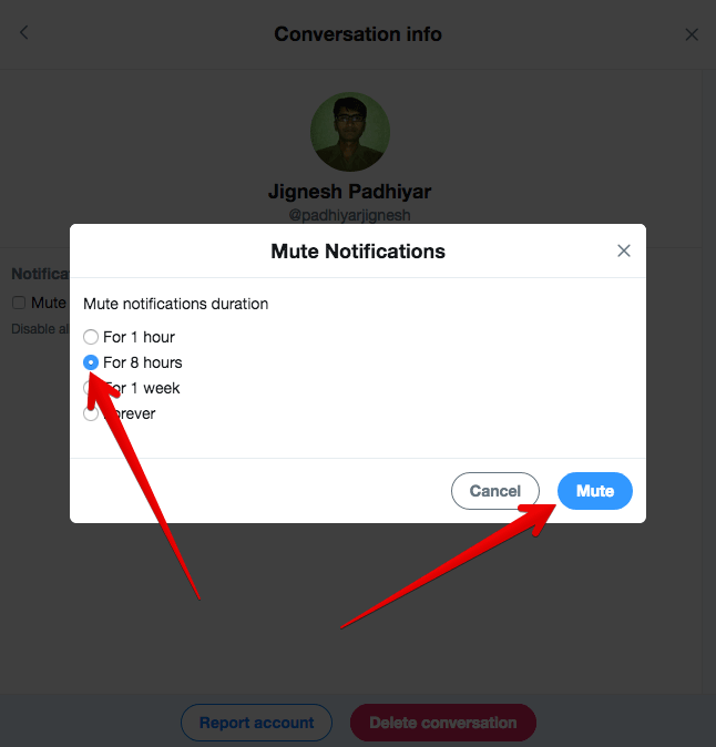 Mute Twitter Direct Message Notifications on PC