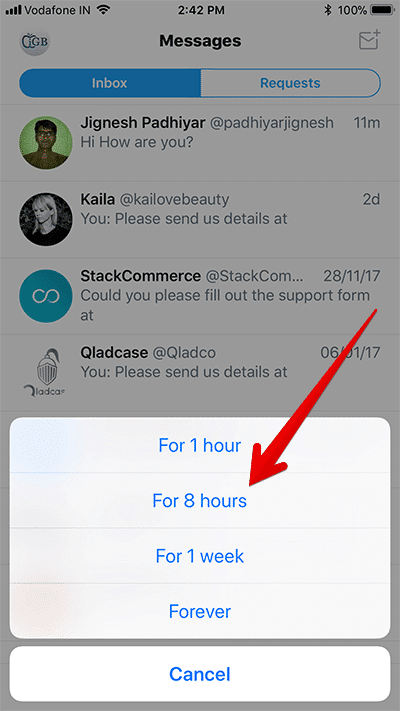 Mute Twitter Direct Message Notifications on iPhone
