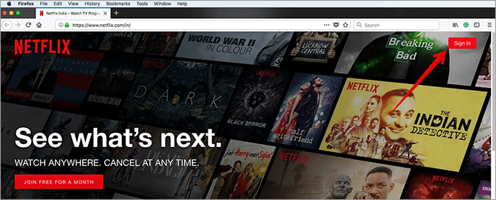 Sign into Netflix from Web