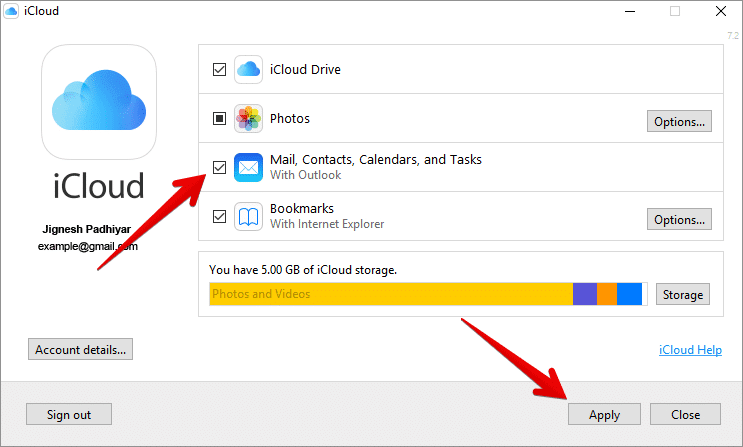 Turn On iCloud Contacts, Calendar and Tasks on Windows PC